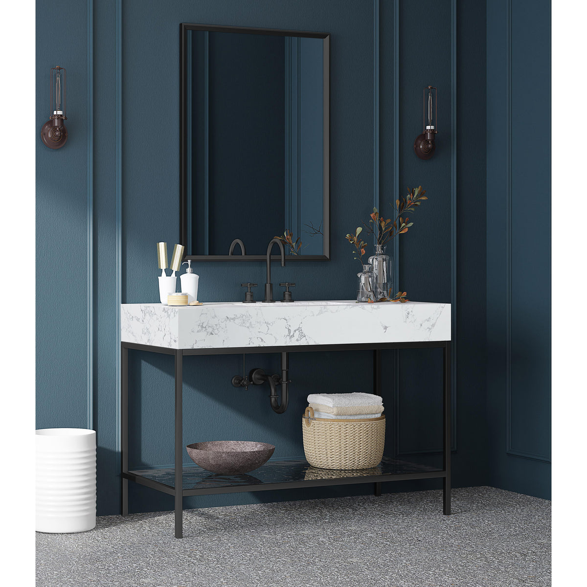Meridian Marmo White Engineered Marble Bathroom Vanity