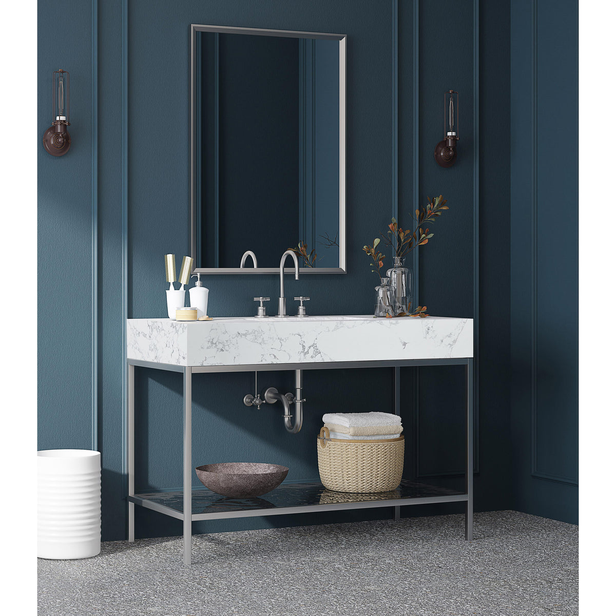 Meridian Marmo White Engineered Marble Bathroom Vanity