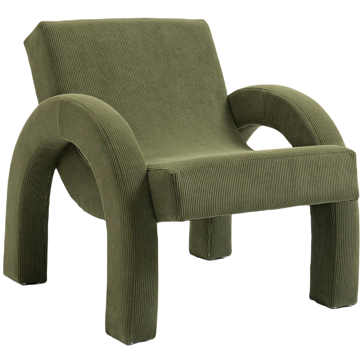 Meridian Corduroy Green Corduroy Fabric Accent Chair