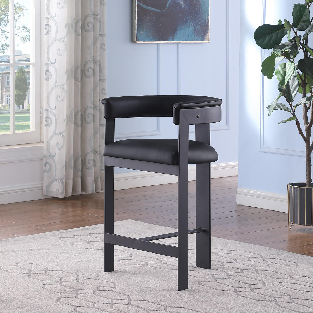 Meridian Romeo Black Vegan Leather Counter Stool