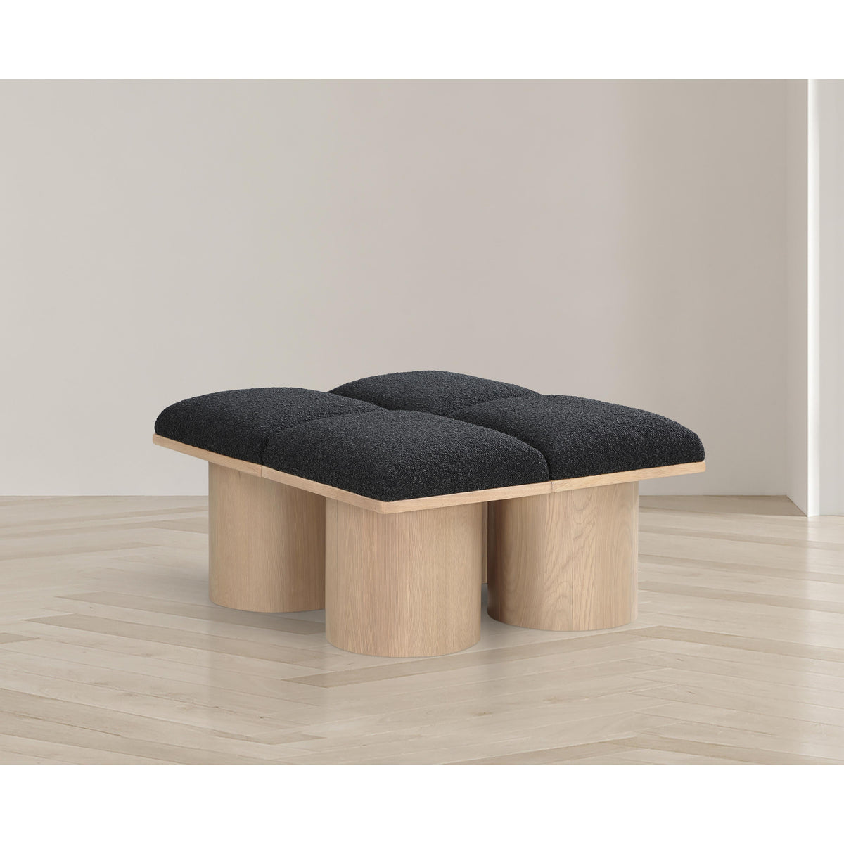 Meridian Pavilion Black Boucle Fabric Bench