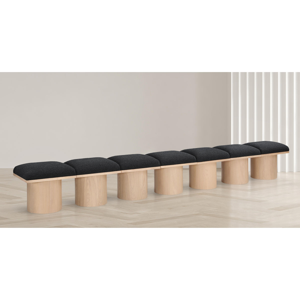 Meridian Pavilion Black Boucle Fabric Bench