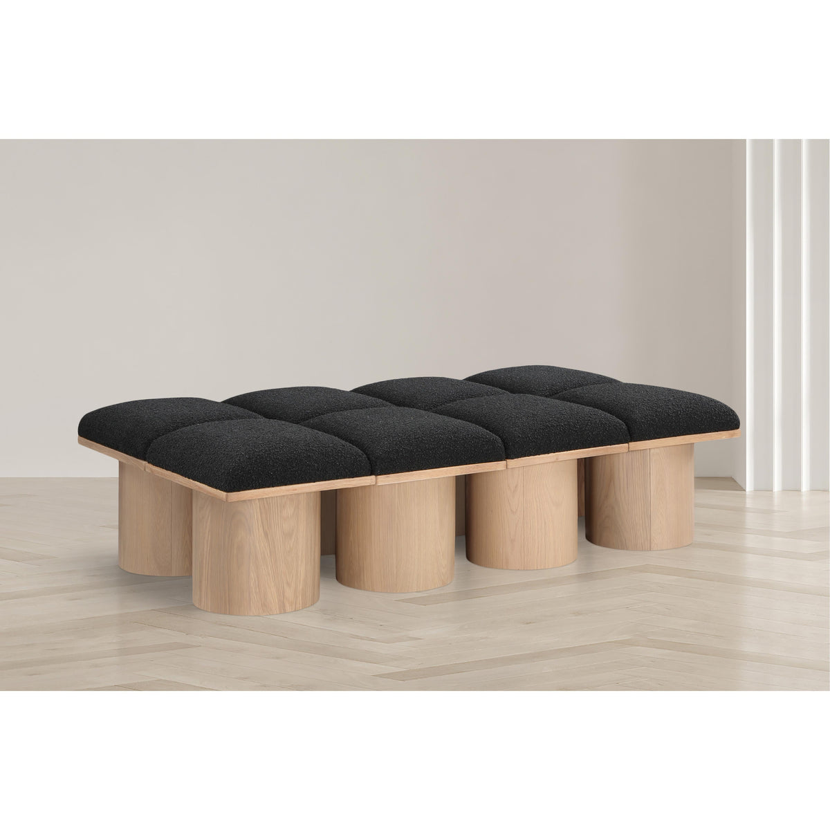 Meridian Pavilion Black Boucle Fabric Bench
