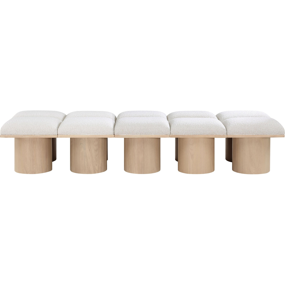 Meridian Pavilion Cream Boucle Fabric Bench