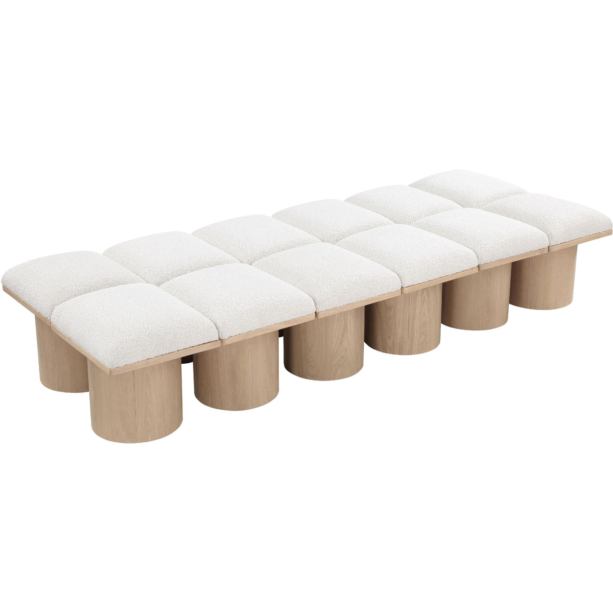 Meridian Pavilion Cream Boucle Fabric Bench