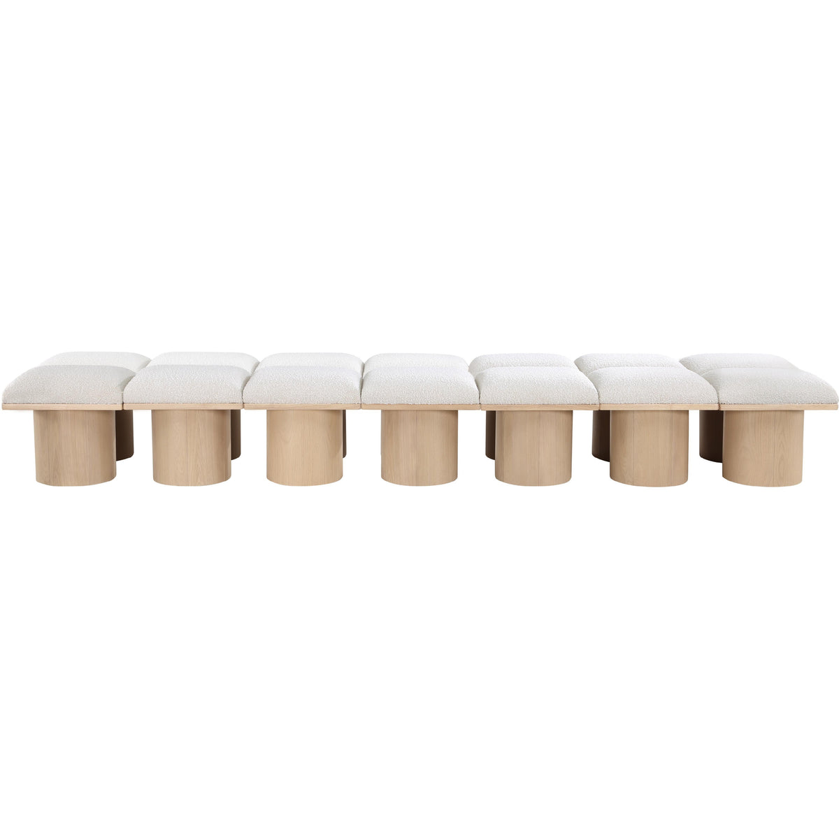 Meridian Pavilion Cream Boucle Fabric Bench