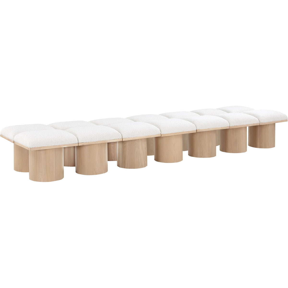 Meridian Pavilion Cream Boucle Fabric Bench