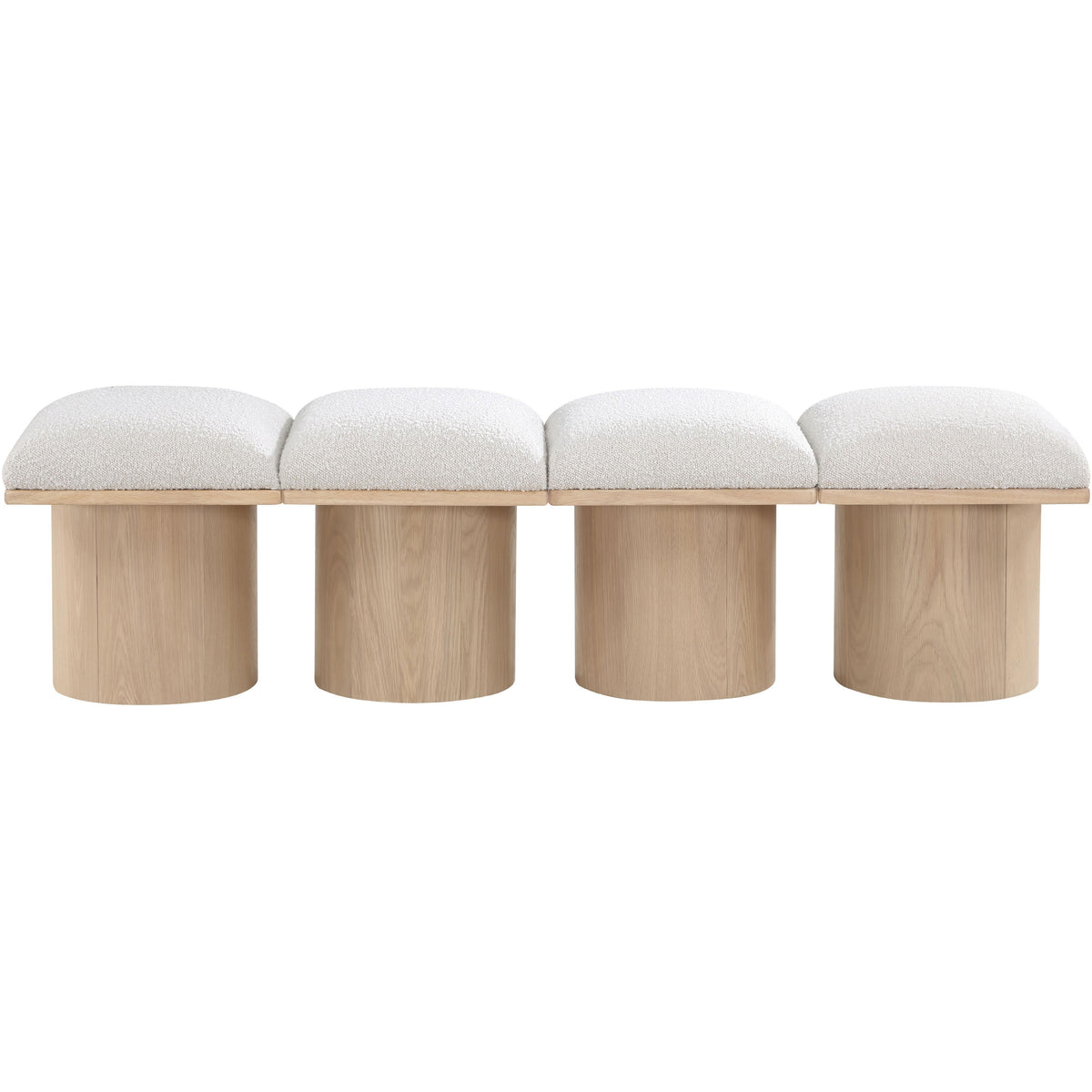 Meridian Pavilion Cream Boucle Fabric Bench