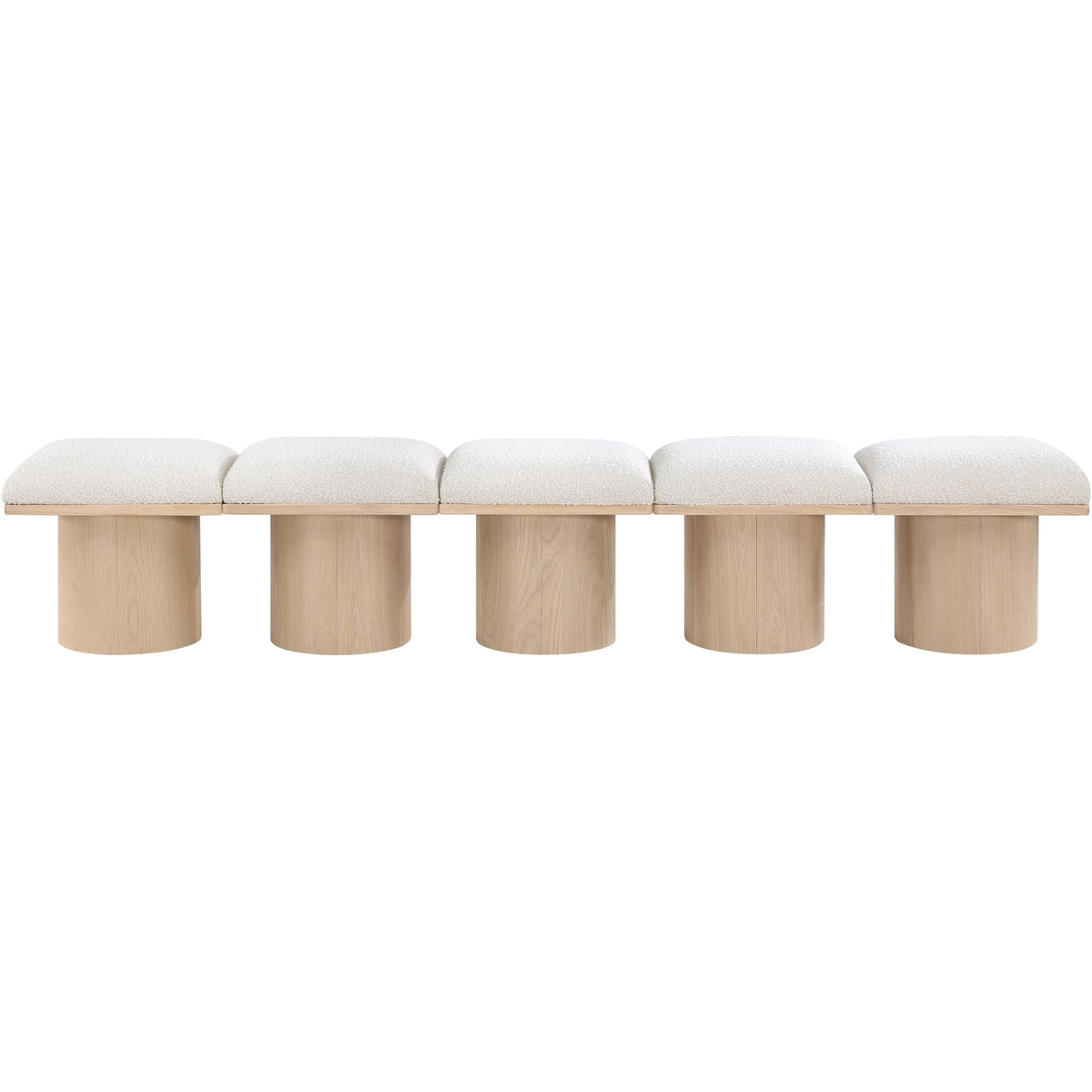 Meridian Pavilion Cream Boucle Fabric Bench