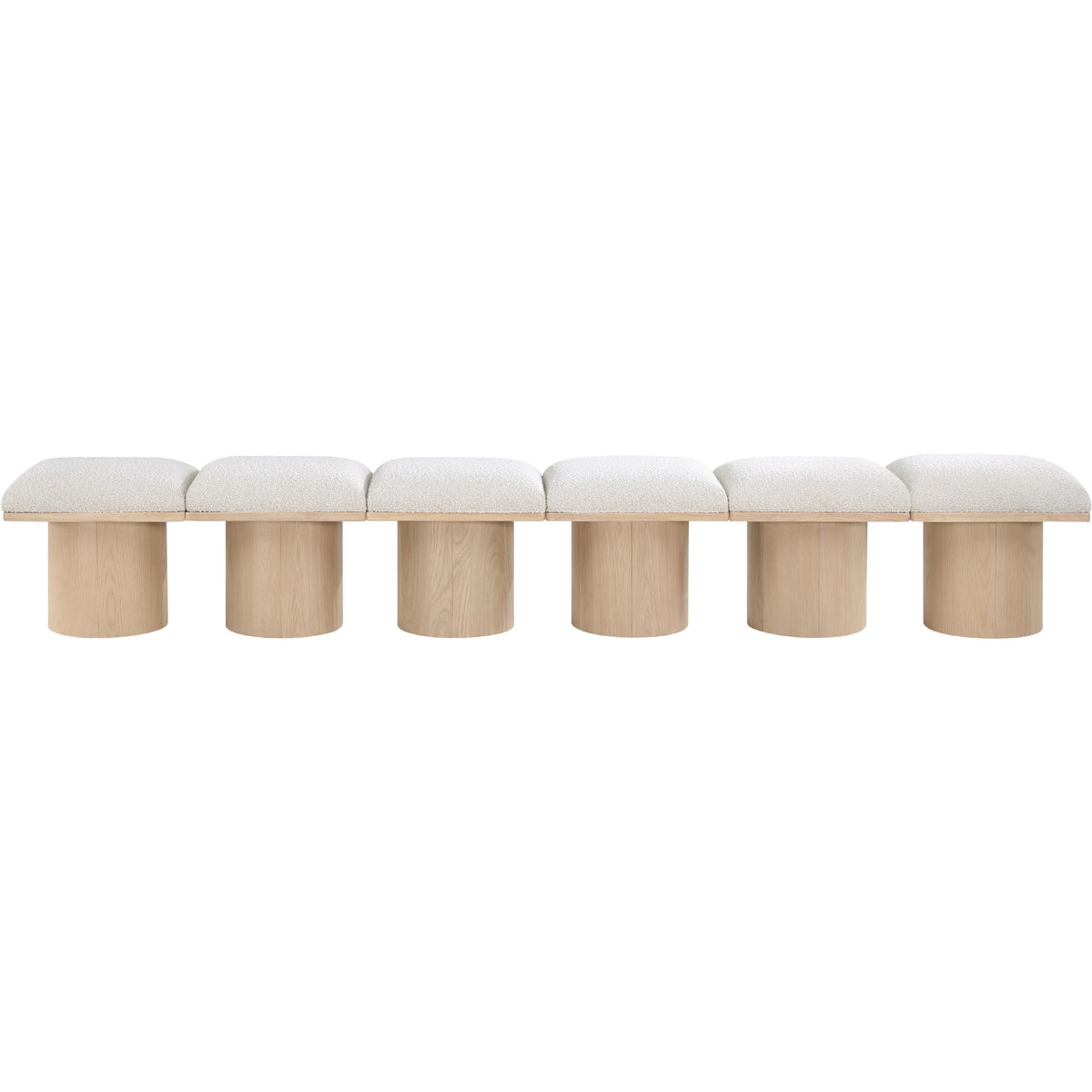 Meridian Pavilion Cream Boucle Fabric Bench