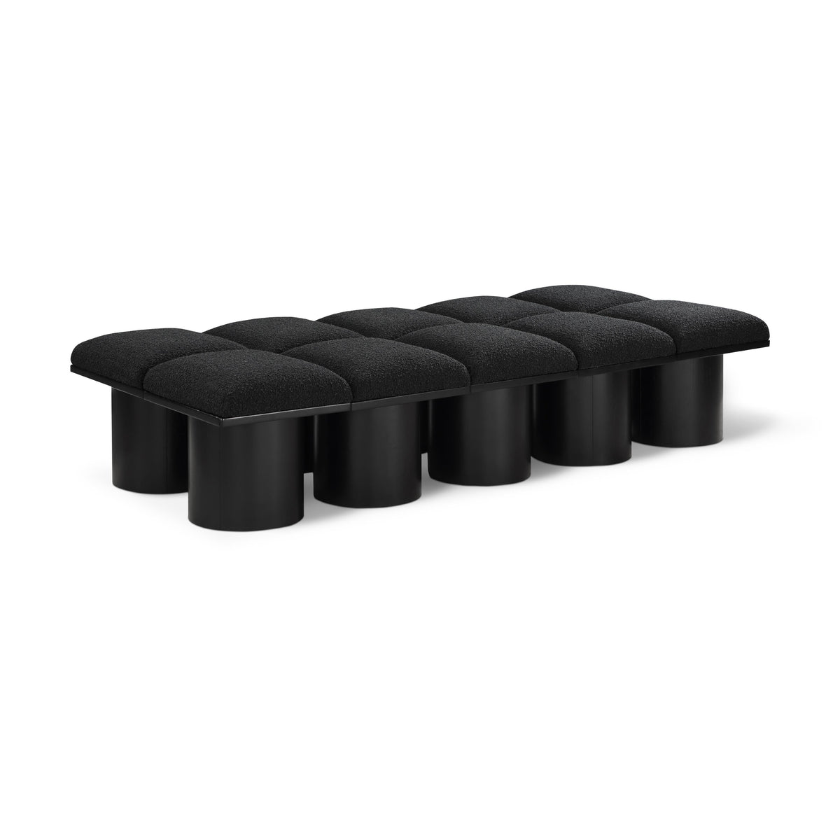 Meridian Pavilion Black Boucle Fabric Bench