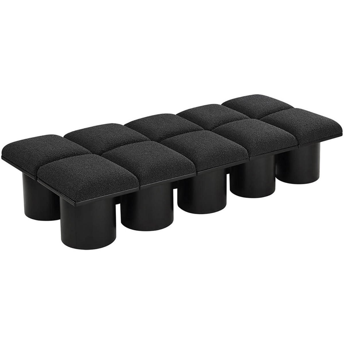 Meridian Pavilion Black Boucle Fabric Bench