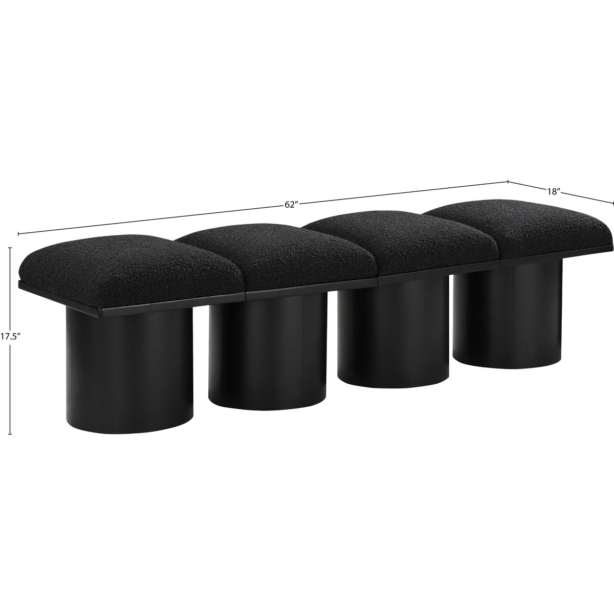 Meridian Pavilion Black Boucle Fabric Bench
