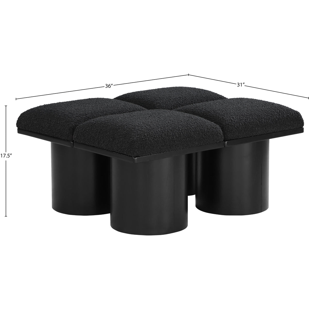 Meridian Pavilion Black Boucle Fabric Bench