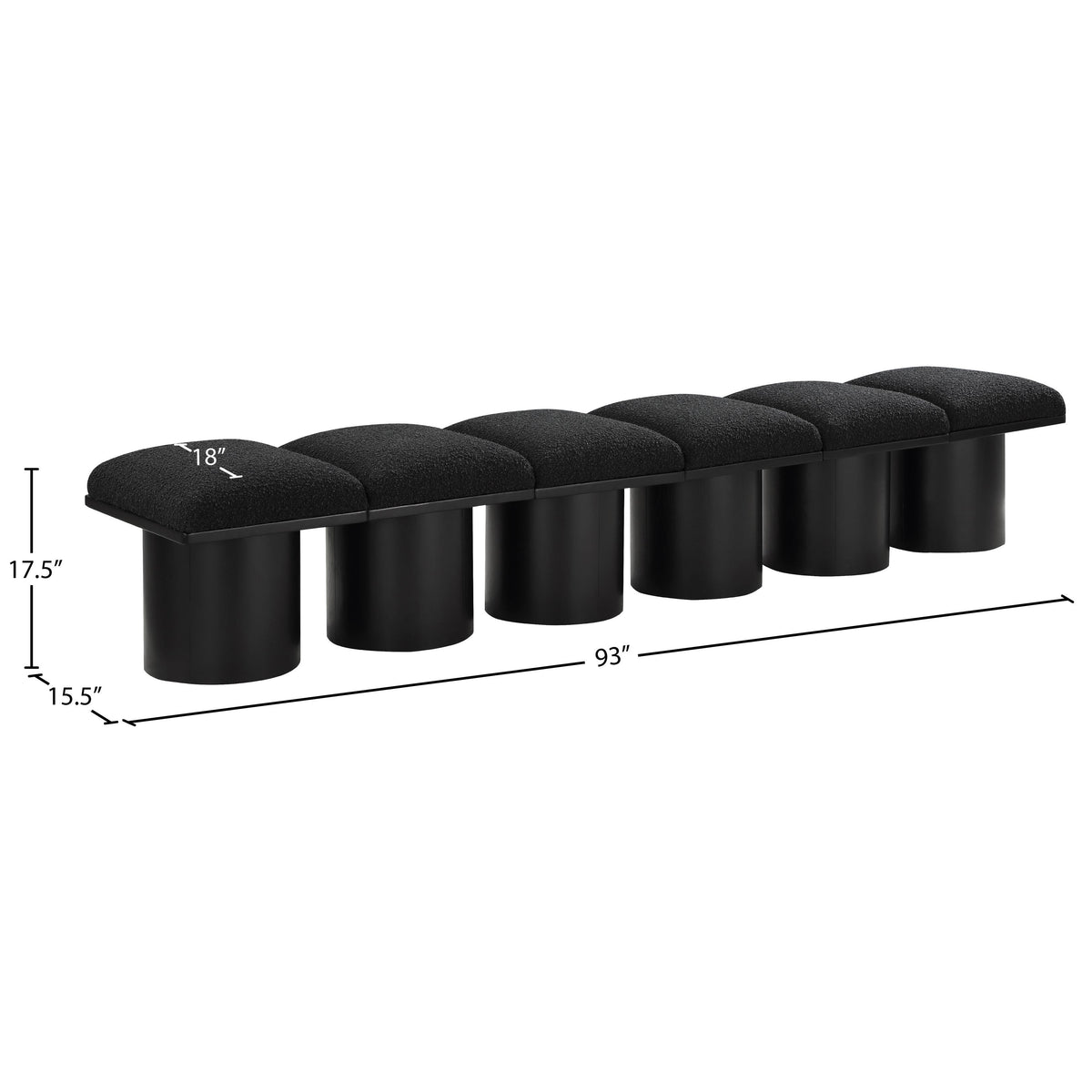 Meridian Pavilion Black Boucle Fabric Bench