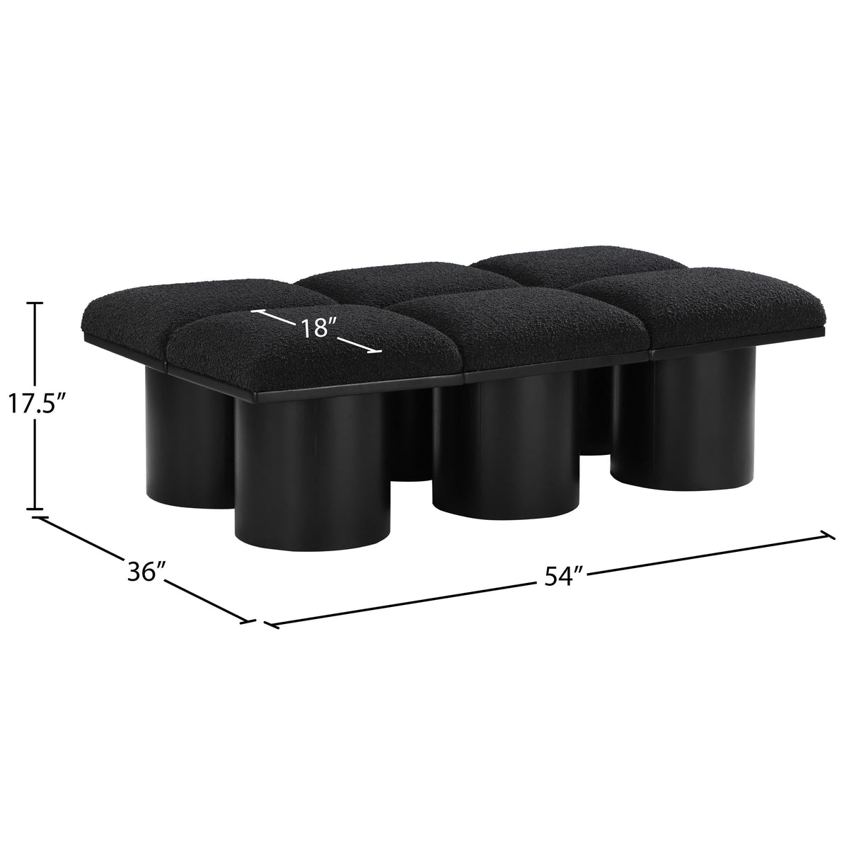 Meridian Pavilion Black Boucle Fabric Bench
