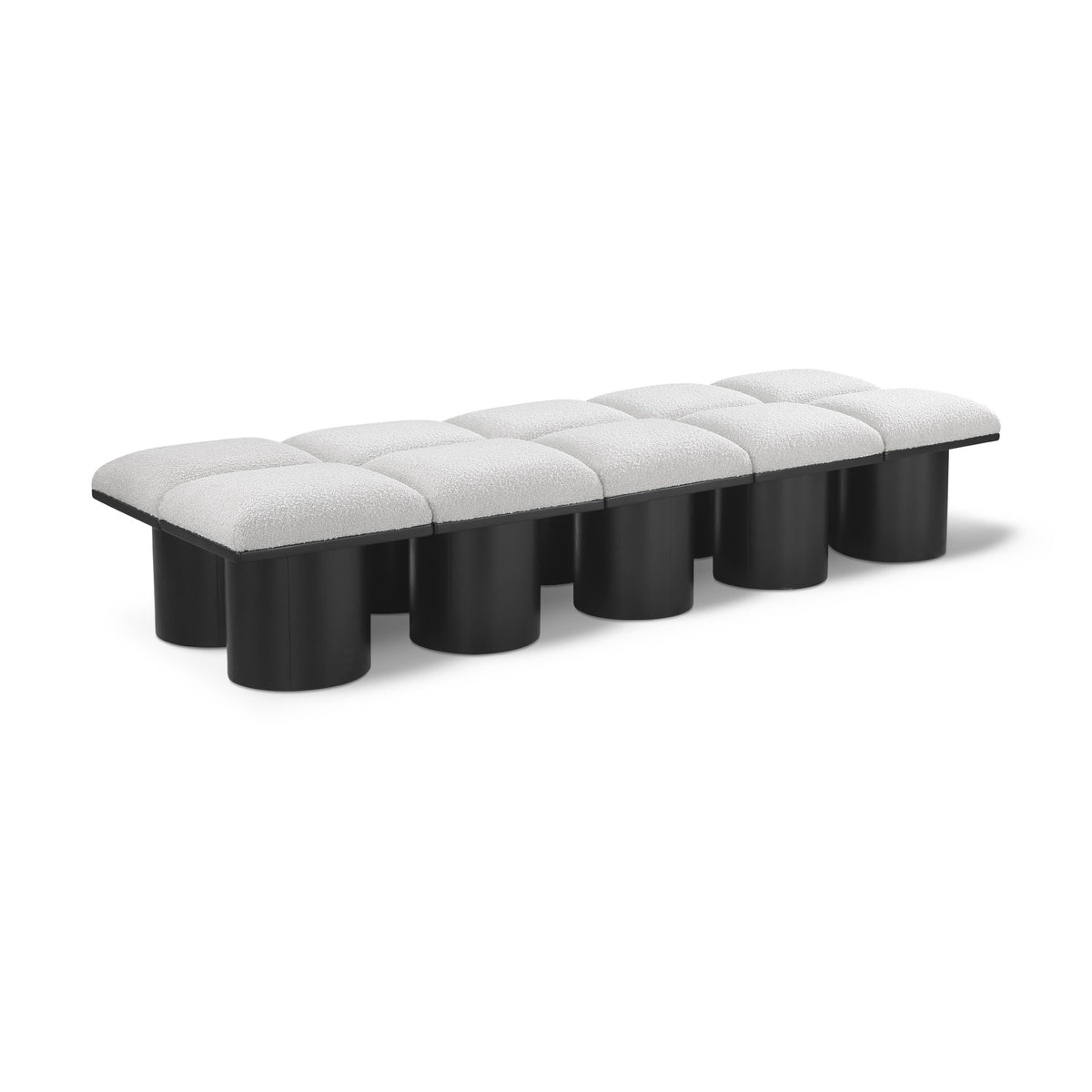 Meridian Pavilion Cream Boucle Fabric Bench