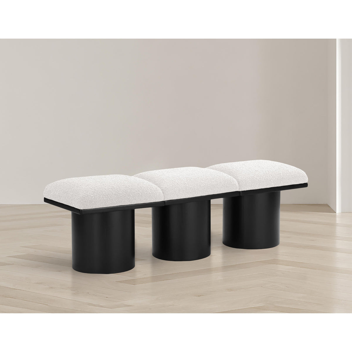Meridian Pavilion Cream Boucle Fabric Bench