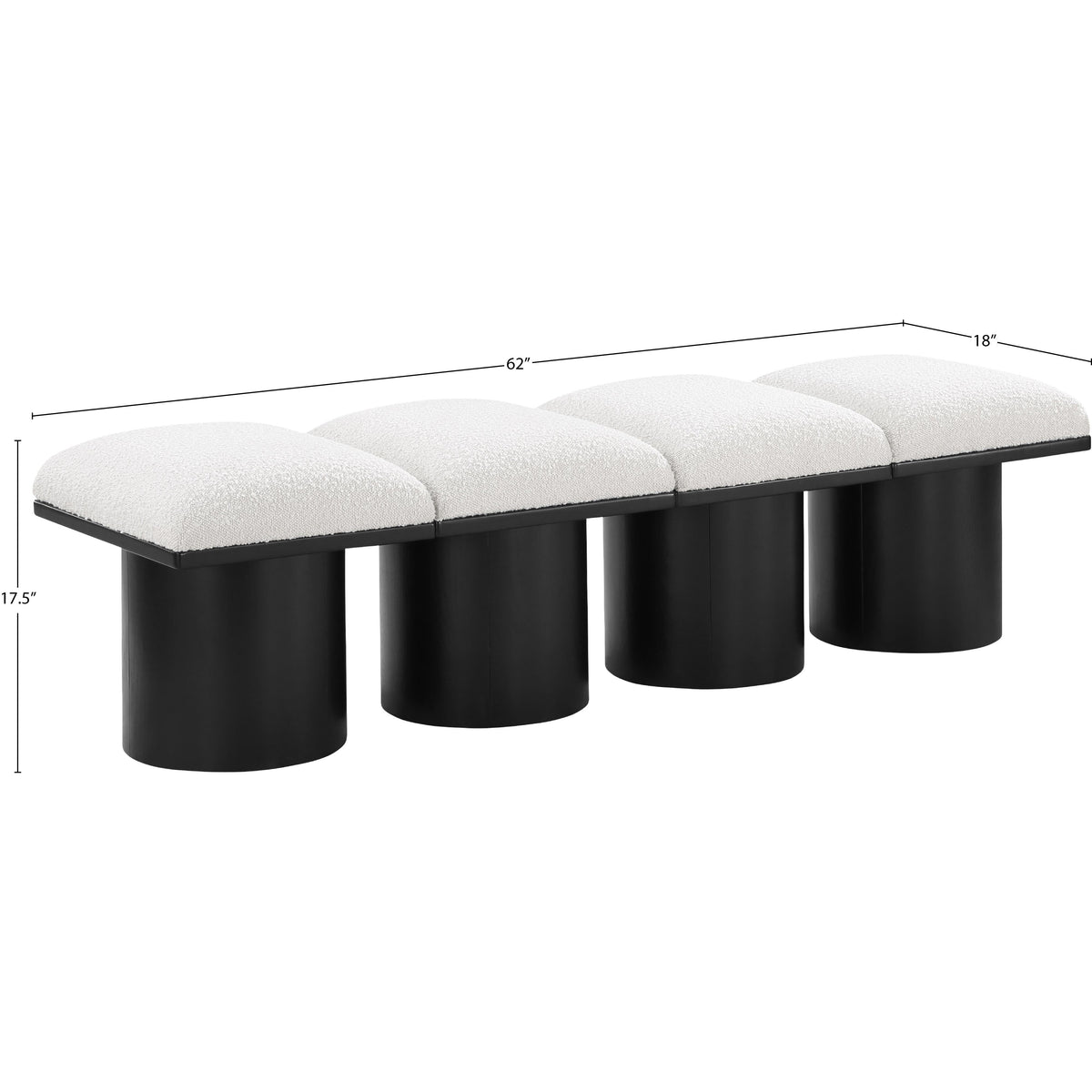 Meridian Pavilion Cream Boucle Fabric Bench