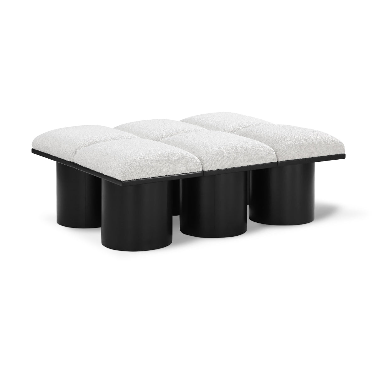 Meridian Pavilion Cream Boucle Fabric Bench