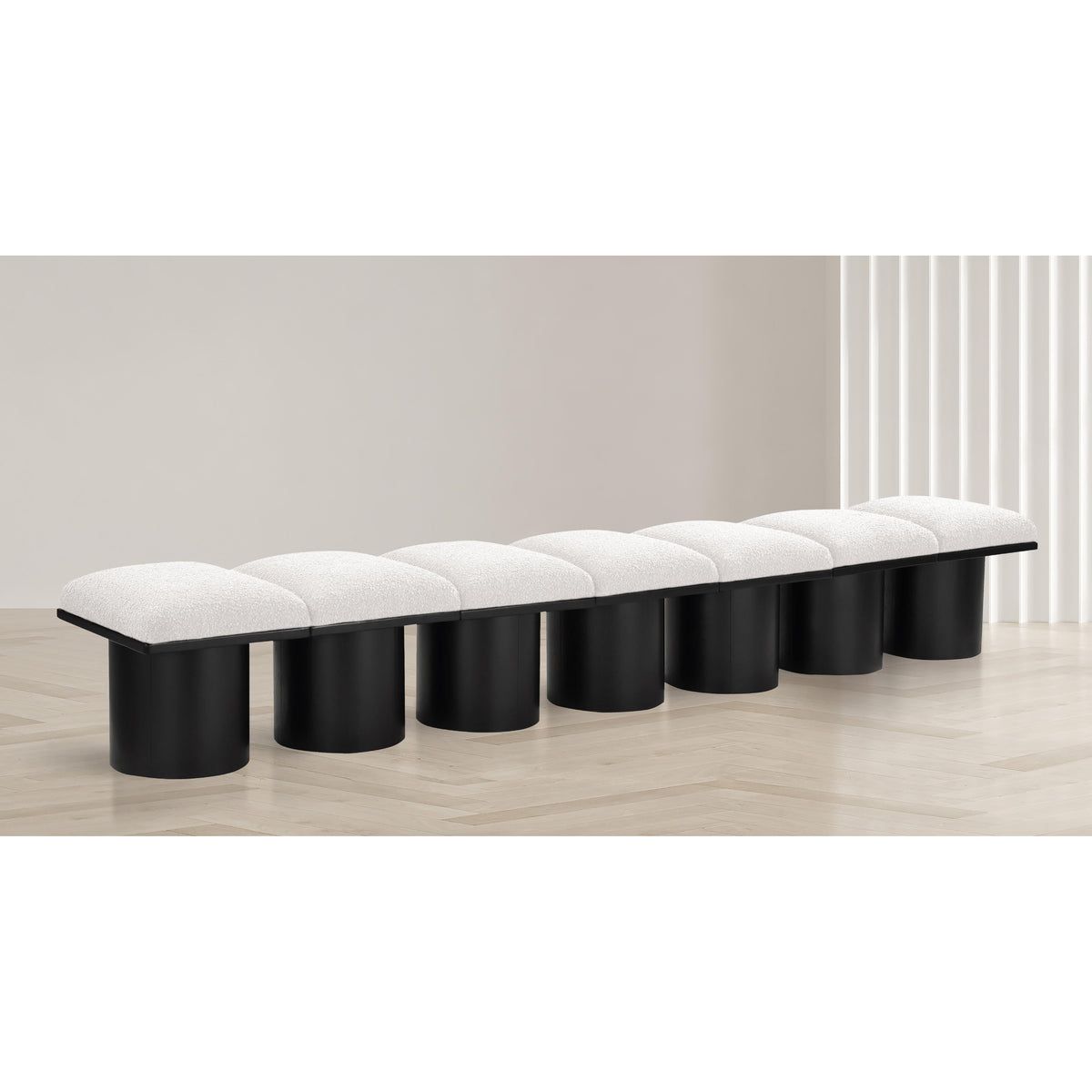 Meridian Pavilion Cream Boucle Fabric Bench