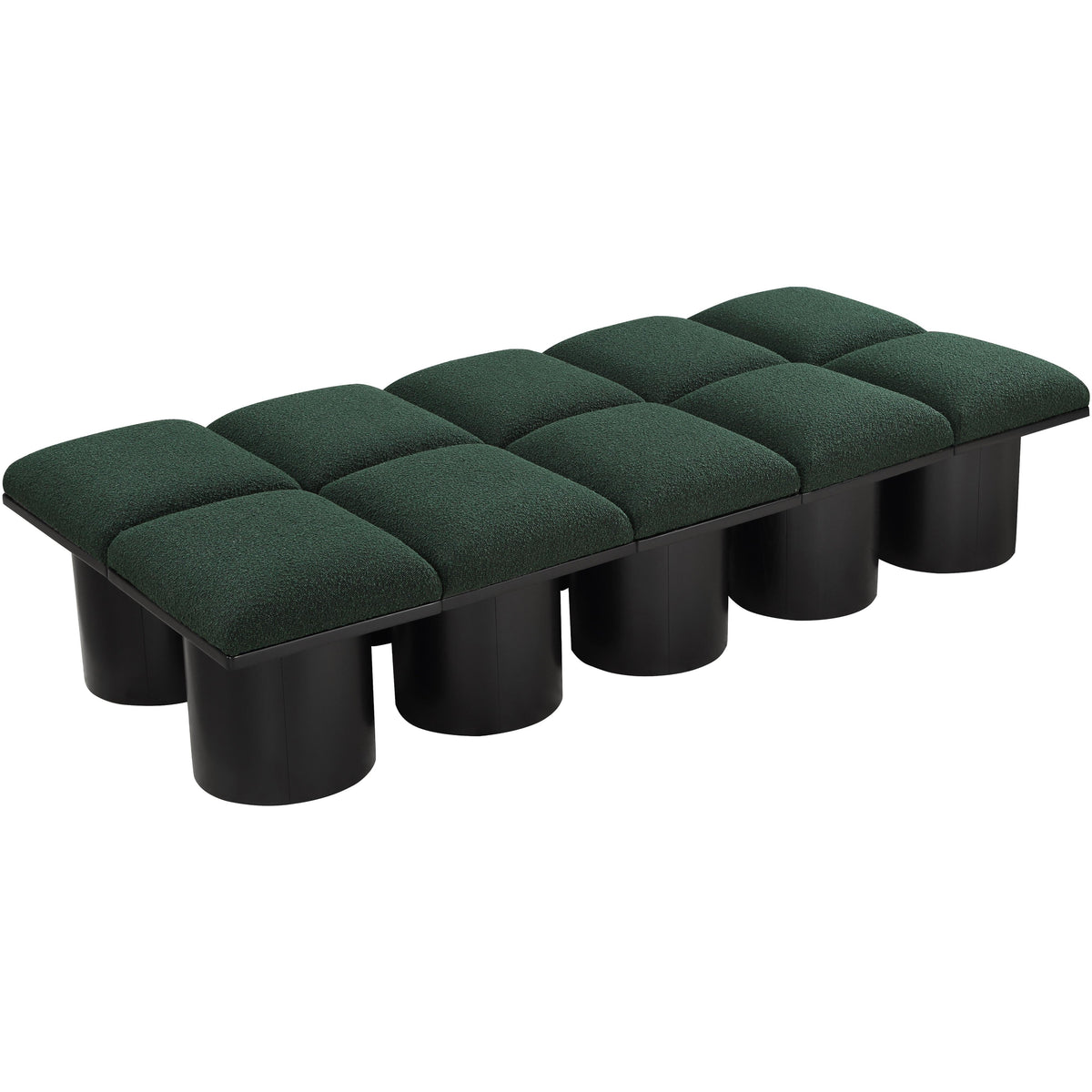 Meridian Pavilion Green Boucle Fabric Bench