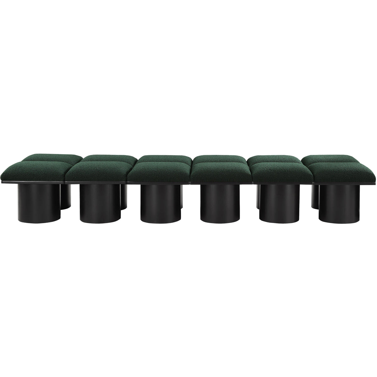Meridian Pavilion Green Boucle Fabric Bench