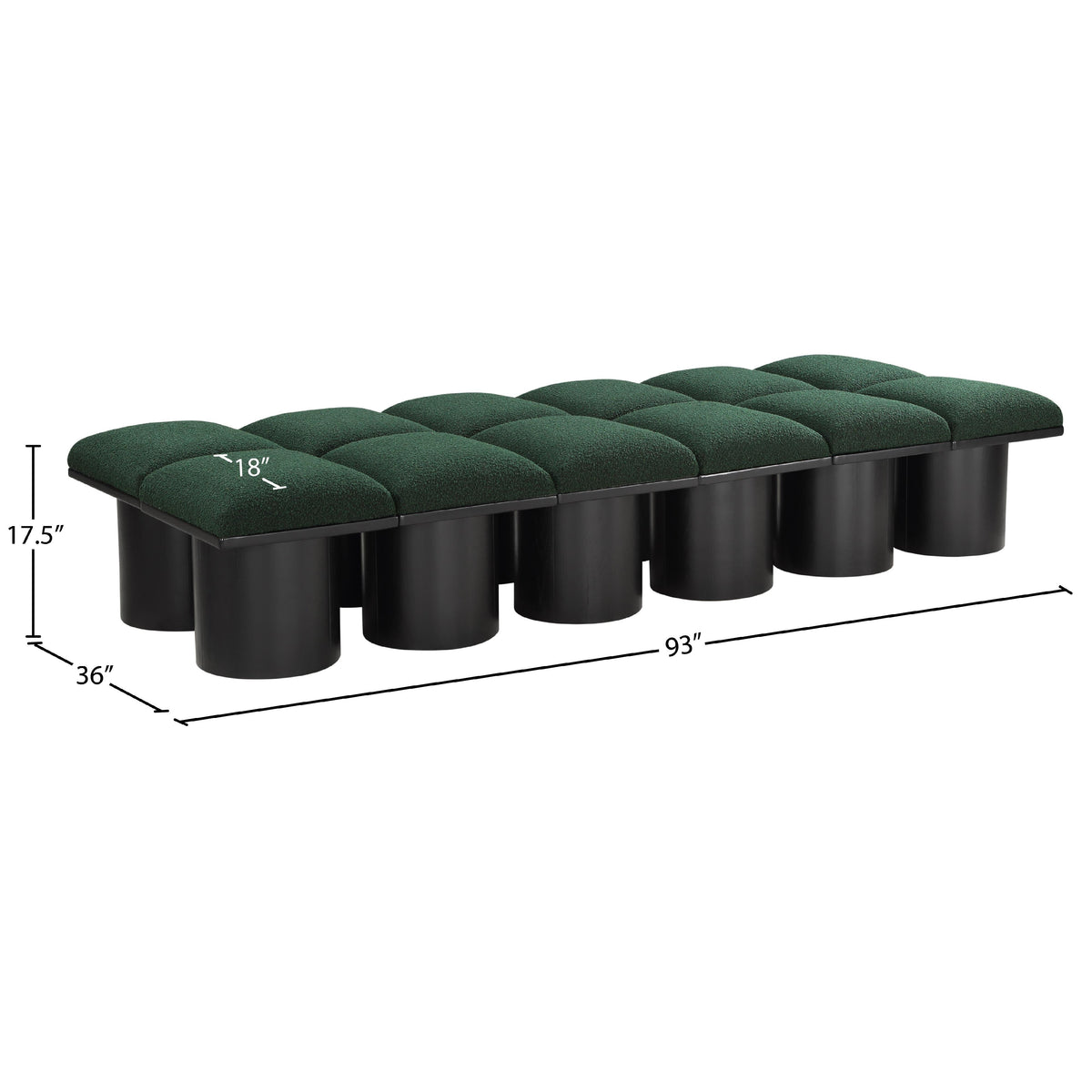 Meridian Pavilion Green Boucle Fabric Bench
