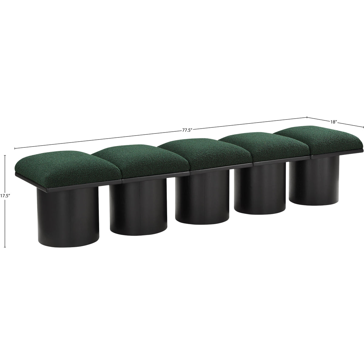 Meridian Pavilion Green Boucle Fabric Bench