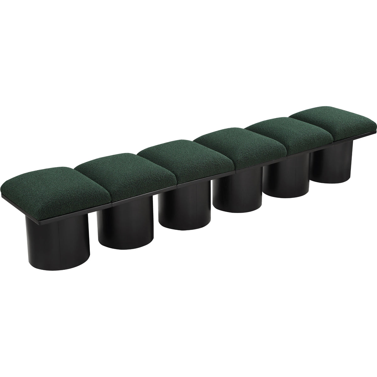 Meridian Pavilion Green Boucle Fabric Bench