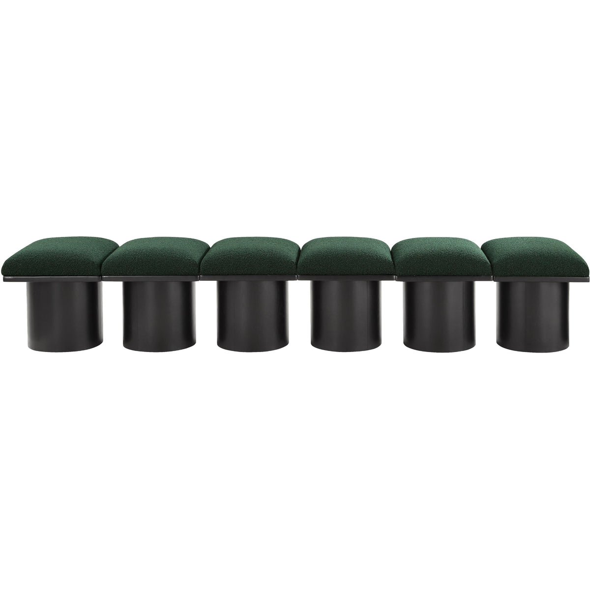 Meridian Pavilion Green Boucle Fabric Bench