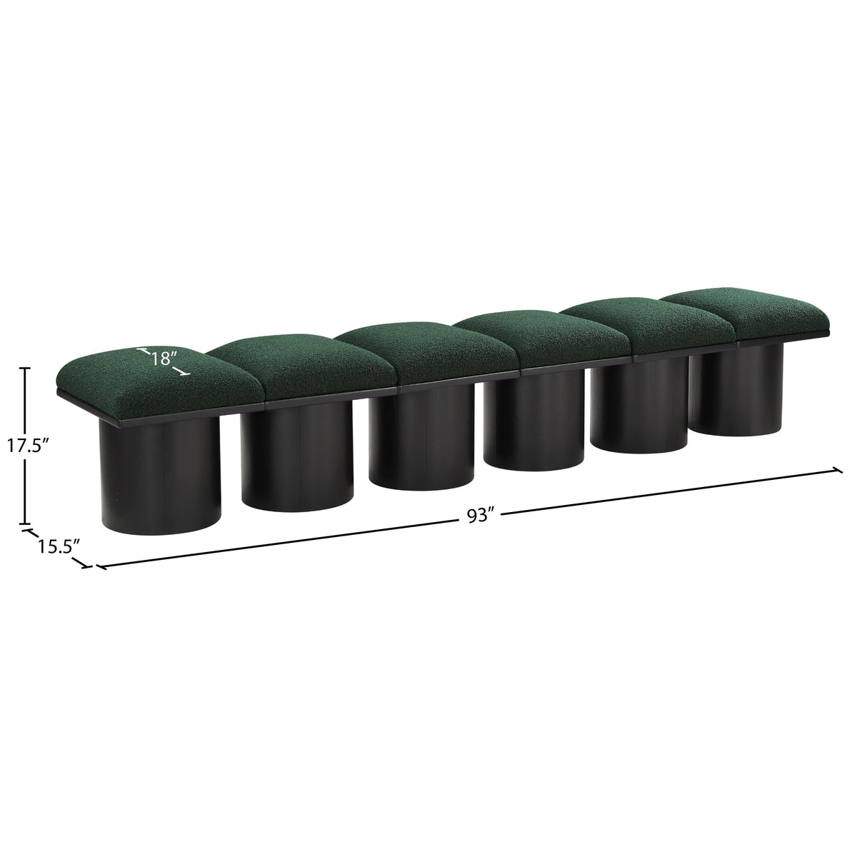 Meridian Pavilion Green Boucle Fabric Bench