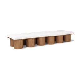 Meridian Pavilion Cream Boucle Fabric Bench