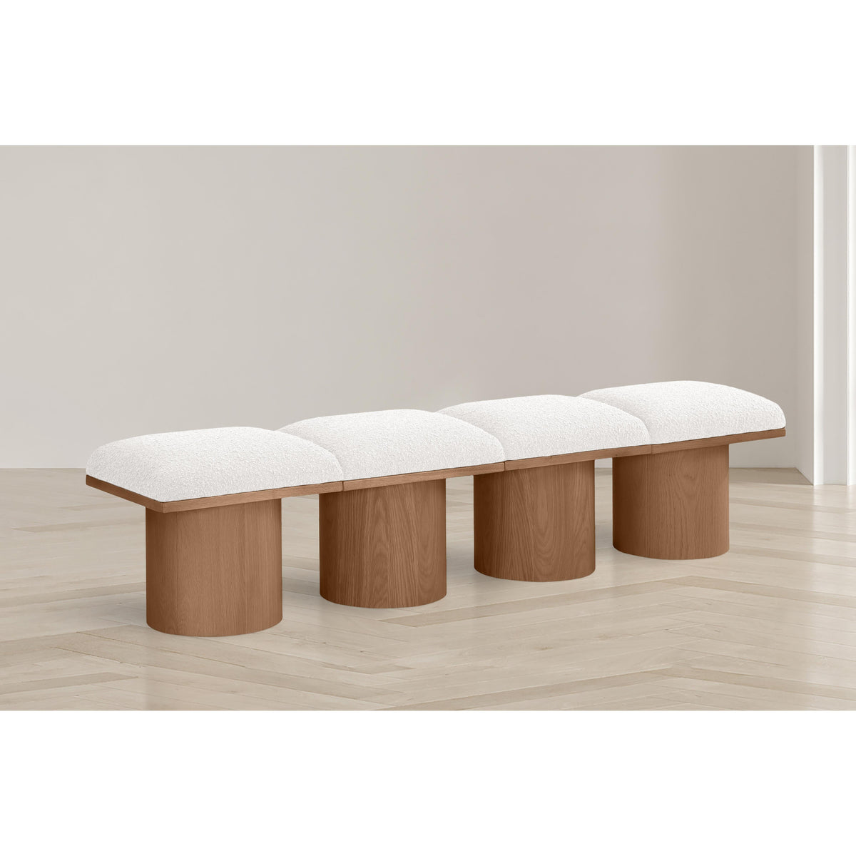 Meridian Pavilion Cream Boucle Fabric Bench