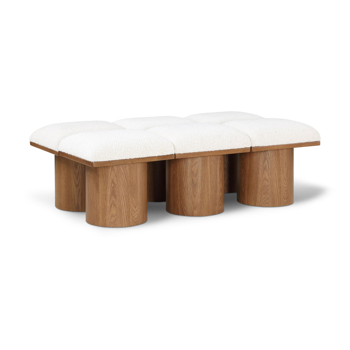 Meridian Pavilion Cream Boucle Fabric Bench