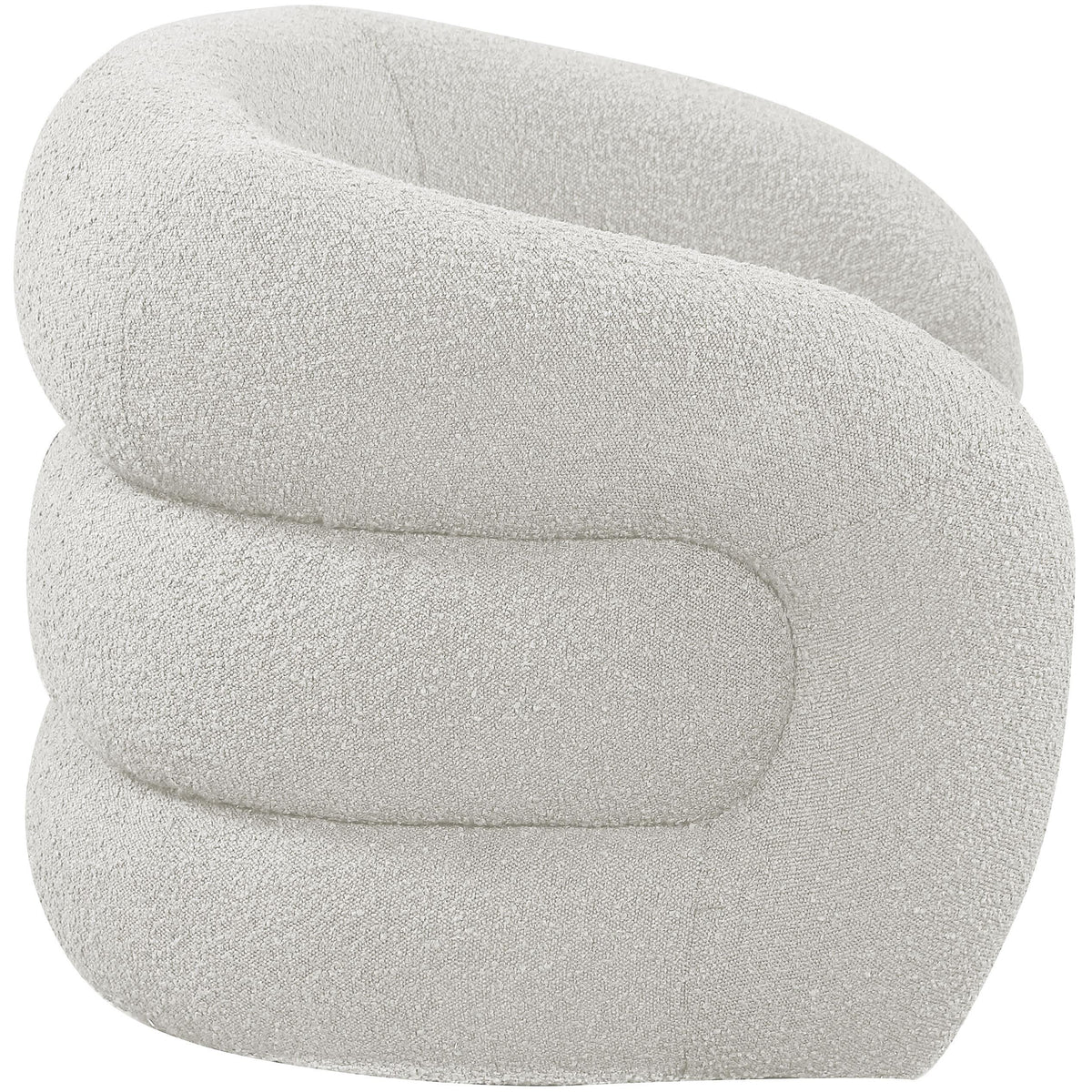 Meridian Roxbury Cream Boucle Fabric Swivel Accent Chair