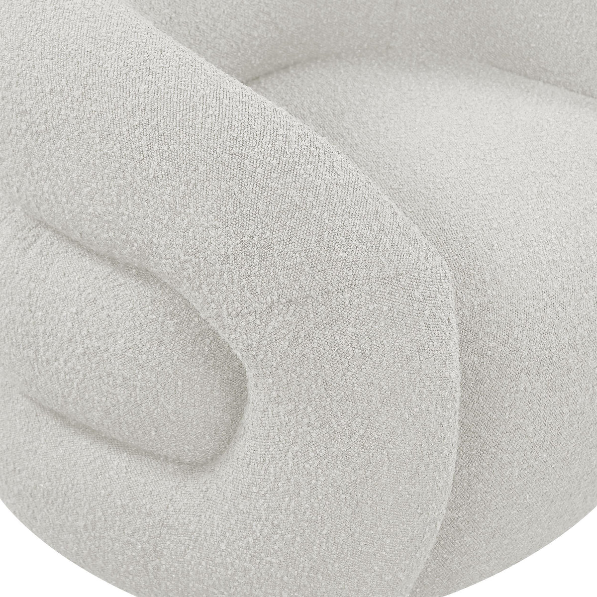 Meridian Roxbury Cream Boucle Fabric Swivel Accent Chair