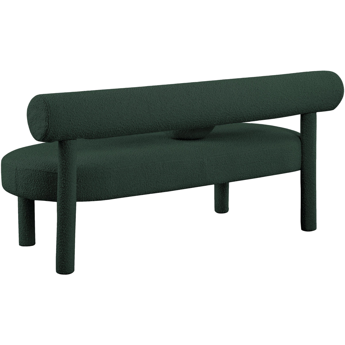 Meridian Parlor Green Boucle Fabric Bench