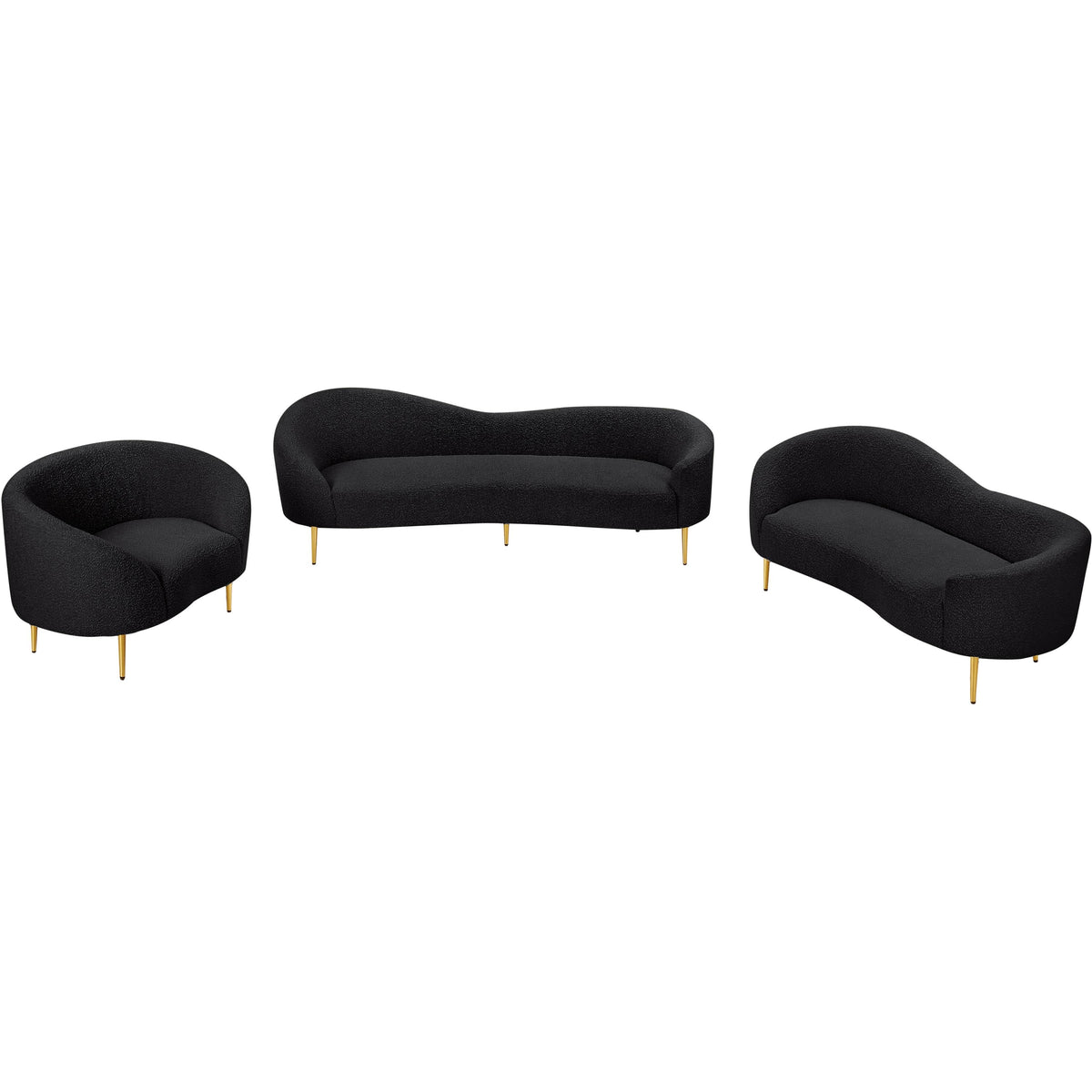 Meridian Ritz Black Boucle Fabric Chair