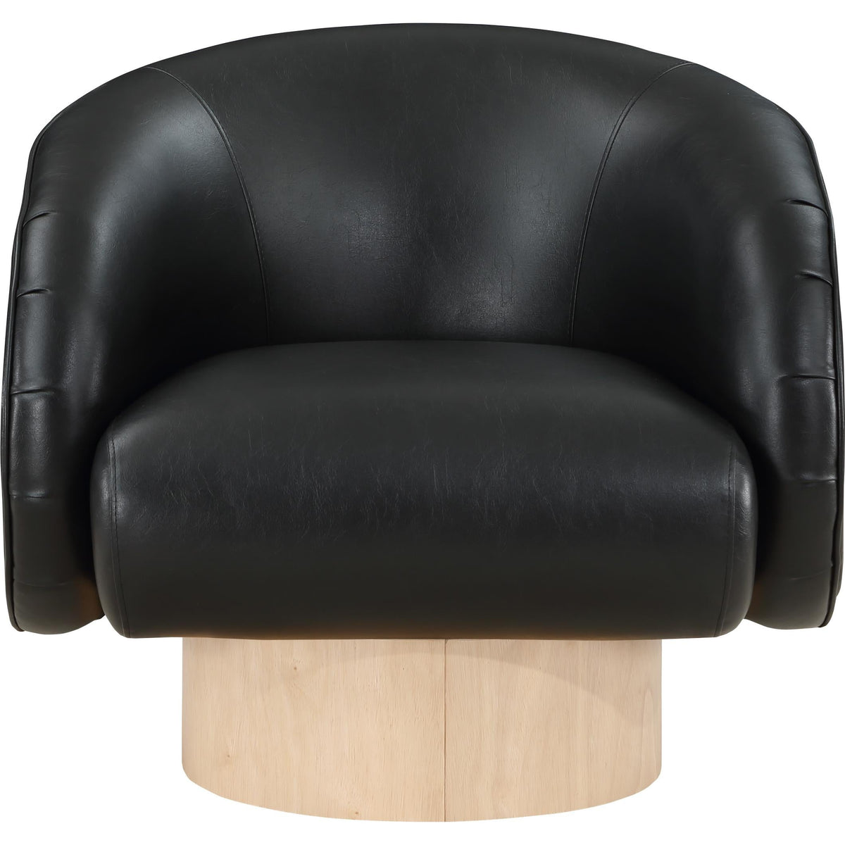 Meridian Gibson Black Vegan Leather Swivel Accent Chair