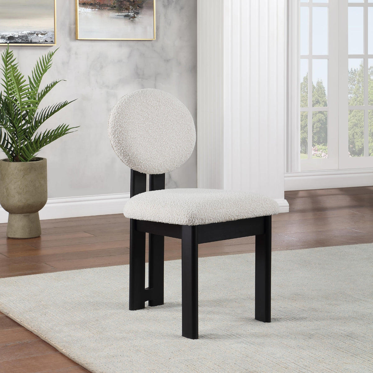 Meridian Napa Cream Boucle Fabric Dining Chair