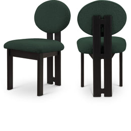 Meridian Napa Green Boucle Fabric Dining Chair