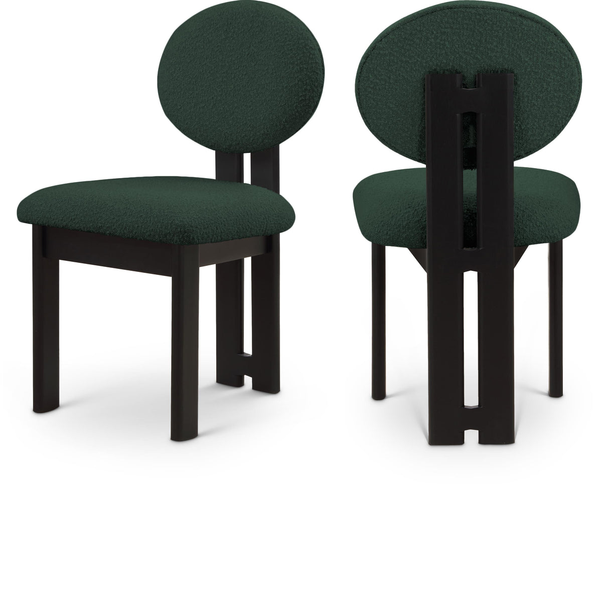 Meridian Napa Green Boucle Fabric Dining Chair