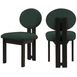Meridian Napa Green Boucle Fabric Dining Chair