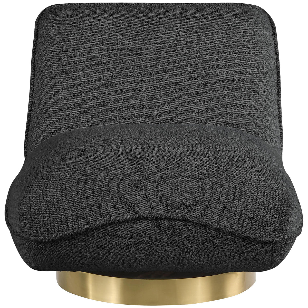 Meridian Geneva Black Boucle Fabric Swivel Accent Chair