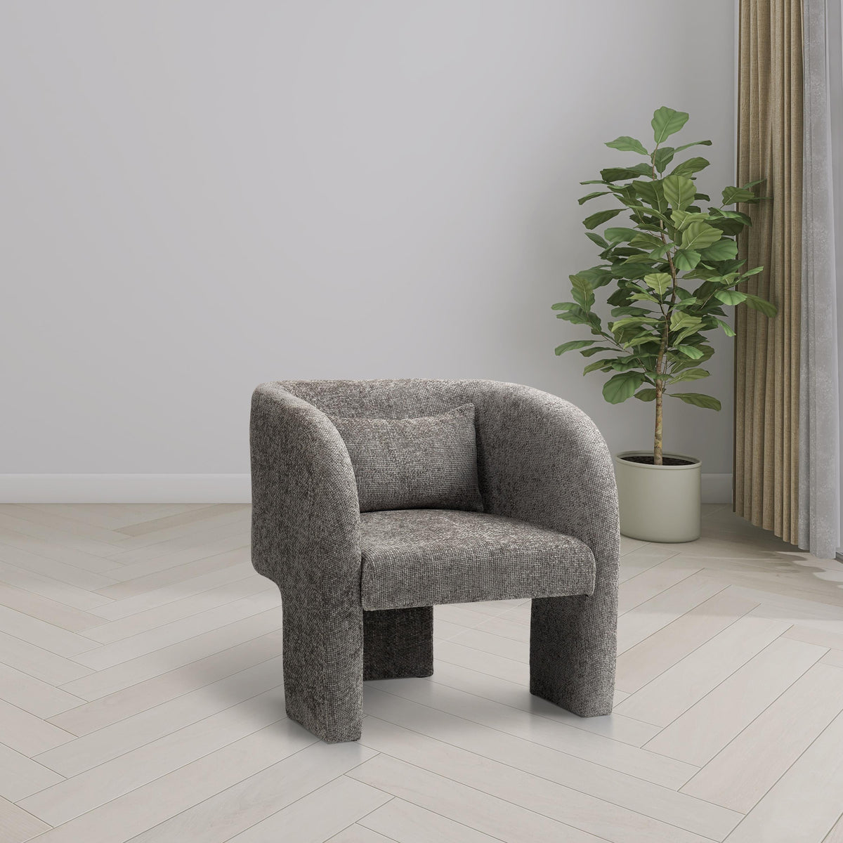 Meridian Sawyer Grey Chenille Fabric Accent Chair
