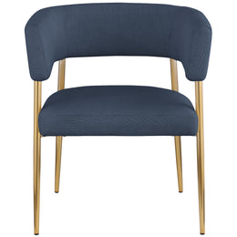 Meridian Creston Deep Navy Durable Linen Textured Fabric Dining Chair