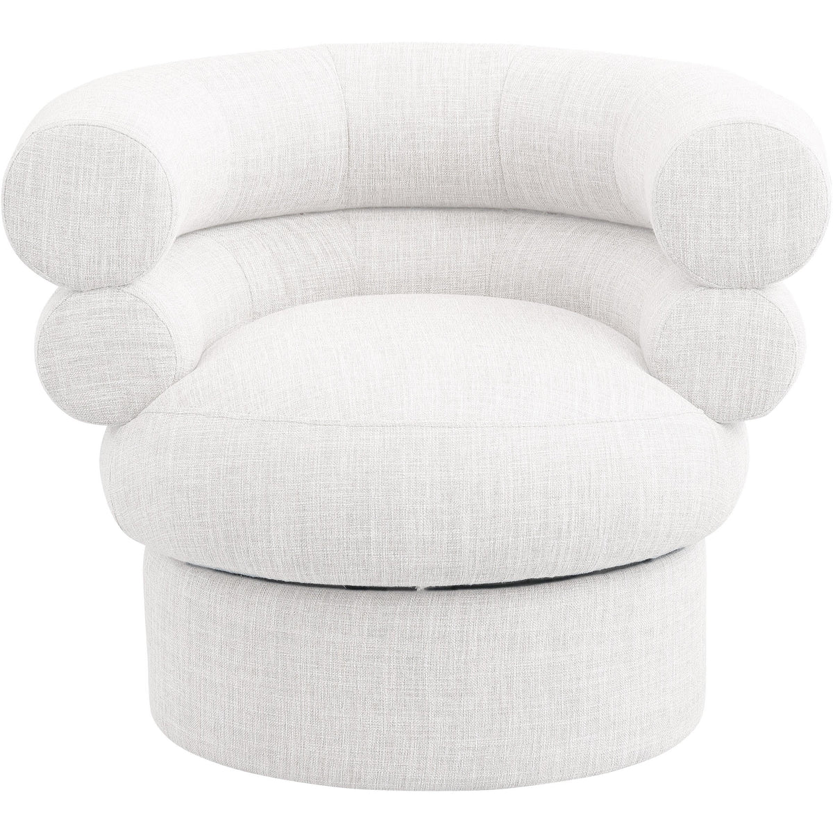 Meridian Valentina Cream Linen Textured Fabric Accent Swivel Chair