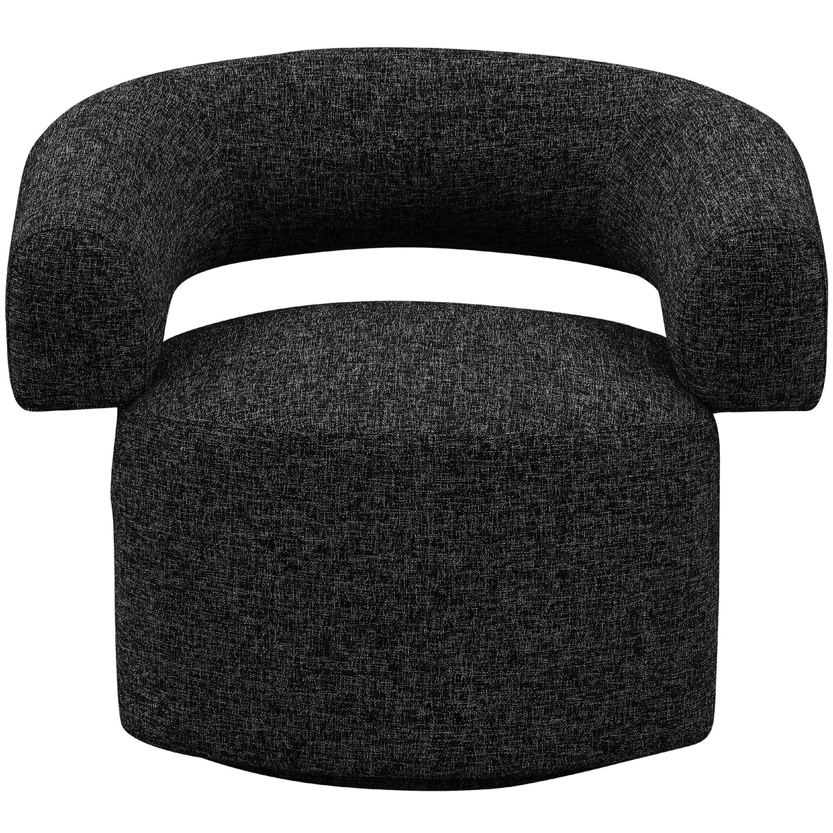 Meridian Niya Black Linen Textured Fabric Swivel Accent Chair