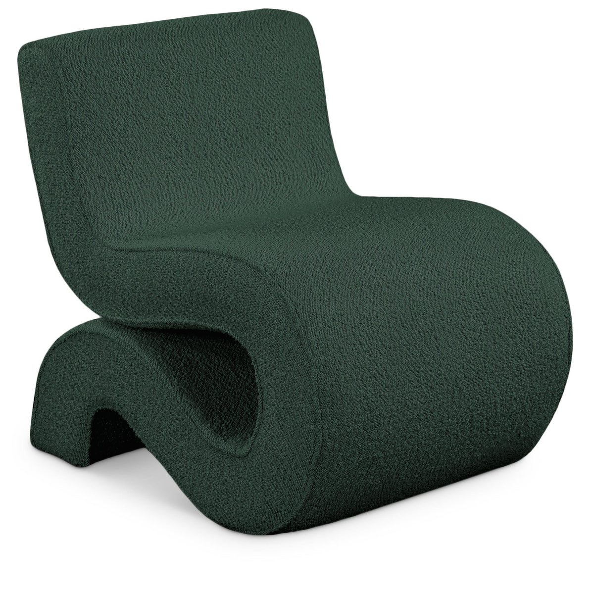Meridian Desiree Green Boucle Fabric Accent Chair